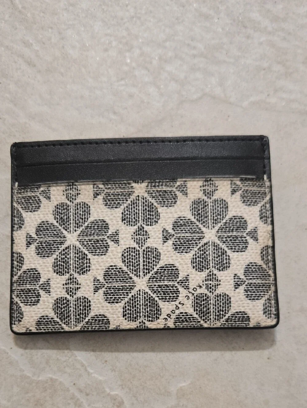 kate spade Black and Cream Floral Jacquard Card Case